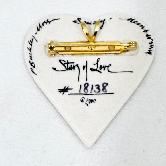 P. Buckley Moss Stars of Love Porcelain Brooch/Pendant Vintage 2000 - Picture 6 of 9